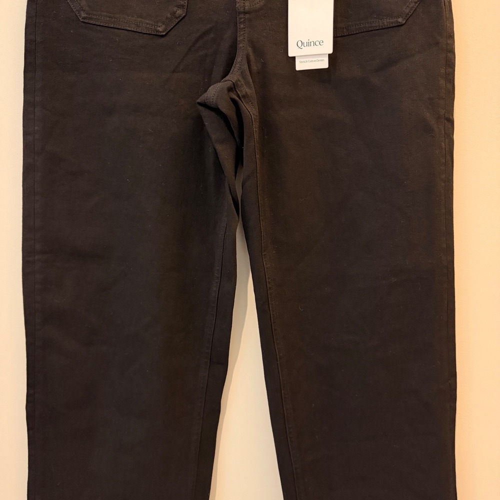 Quince Bella Stretch Patch Pocket Wide Leg Jeans Denim Cropped Black 28 Long NWT - Picture 5 of 13